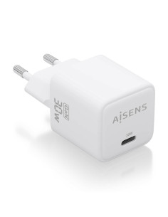 AISENS Cargador Gan 30W, 1xUSB-C PD3.0 QD4.0, Blanco