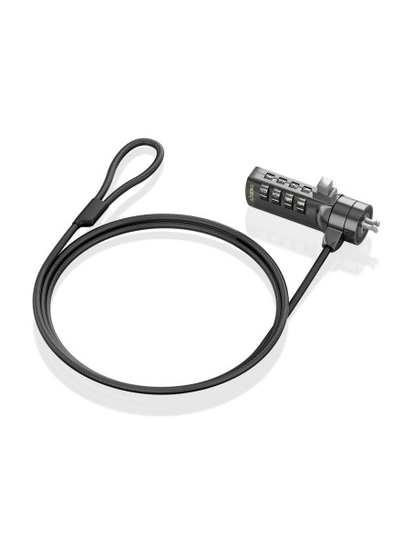 AISENS Cable de seguridad con cerradura de combinación para Ordenador, Monitor, Portátil 1.5m