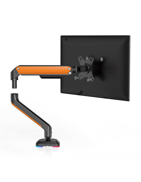 AISENS Soporte de Mesa RGB Gaming contrapeso giratorio e inclinable para Monitor TV 9Kg (3 Pivotes, 1 Brazo) de 17-32,