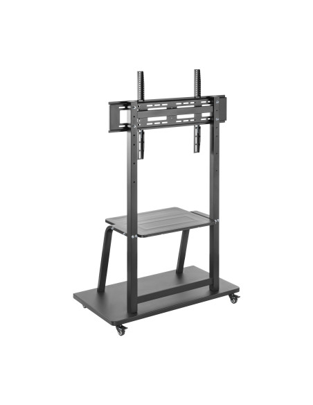 AISENS Soporte de suelo ECO con ruedas, bandeja para DVD para Monitor TV 150Kg de 37-100, Negro