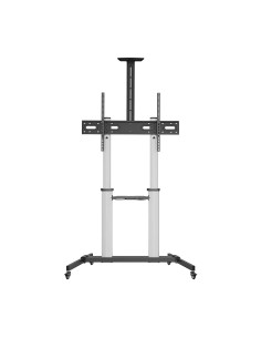 AISENS Soporte de suelo PRO con ruedas, bandeja para DVD y soporte de cámara para Monitor TV 100Kg de 60-100, Negro-Plata 2
