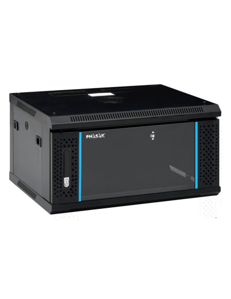 Phasak Armario Rack PRO 19" 6U 600 x 450 negro con ventilación - PHO 2106 (Montado)
