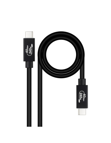 Nanocable Cable USB 4 Gen 3x2 40Gbps 5A 240W, USB-C M-USB-C M, Negro, 1 m