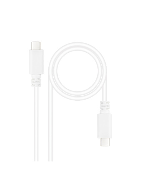 Nanocable Cable USB 2.0 3A, tipo USB-C M-USB-C M, Blanco, 1 m