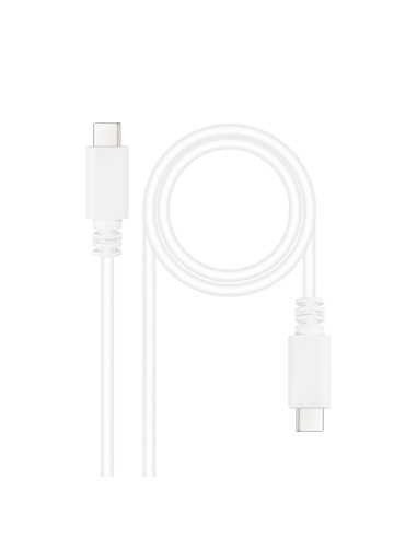 Nanocable Cable USB 2.0 3A, tipo USB-C M-USB-C M, Blanco, 1.5 m