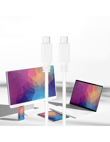 Nanocable Cable USB 2.0 3A, tipo USB-C M-USB-C M, Blanco, 1.5 m