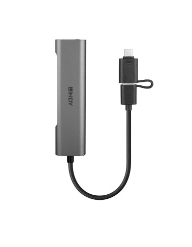 Lindy 43379 hub de interfaz USB 3.2 Gen 1 (3.1 Gen 1) Type-A + Type-C 5000 Mbit s Gris