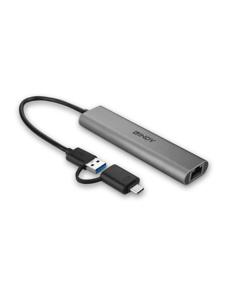 Lindy 43379 hub de interfaz USB 3.2 Gen 1 (3.1 Gen 1) Type-A + Type-C 5000 Mbit s Gris