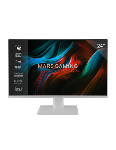 Mars Gaming MV-24, Monitor 24” IPS FHD 120Hz, HDR10 1ms, FreeSync y G-SYNC, Monitor PC con Altavoces Integrados, Inclinación