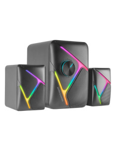 Mars Gaming MS-H21, Altavoces Gaming RGB 2.1 y Subwoofer 35W, Sistema Drivers Invertidos 3D Surround, Altavoces Compactos con 2