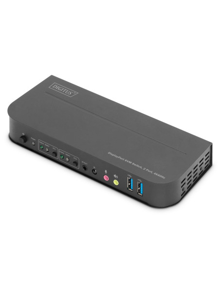 Digitus Conmutador KVM, 2 puertos, 4K60Hz, 2 DP in, 1 DP HDMI out