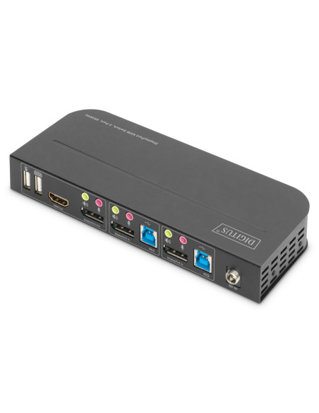 Digitus Conmutador KVM, 2 puertos, 4K60Hz, 2 DP in, 1 DP HDMI out