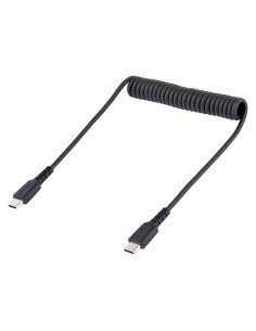 StarTech.com Cable de 50cm de Carga USB C a USB C, Cable USB Tipo C Rizado de Carga Rápida y Servicio Pesado, Cable USB 2.0 2
