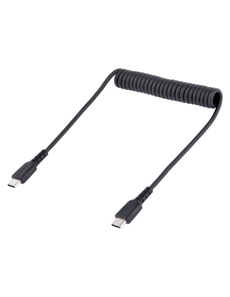 StarTech.com Cable de 50cm de Carga USB C a USB C, Cable USB Tipo C Rizado de Carga Rápida y Servicio Pesado, Cable USB 2.0