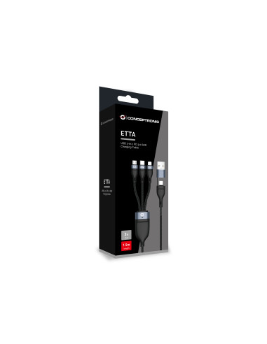 Conceptronic ETTA05B15 cable USB USB 2.0 1,5 m USB C USB C Micro-USB B Lightning Negro