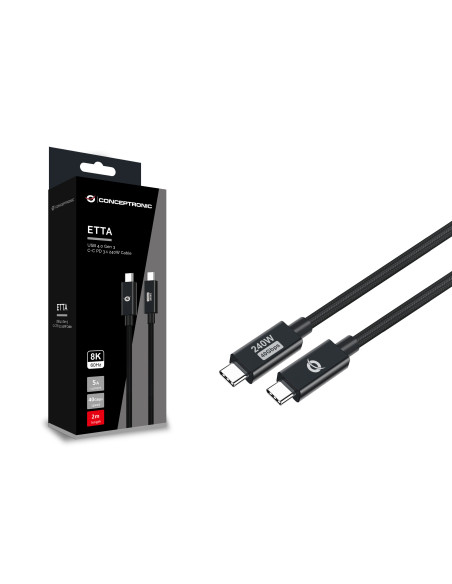 Conceptronic ETTA04B20 cable USB USB4 Gen 3x2 2 m USB C Negro