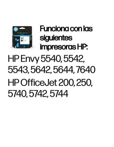 HP Cartucho de tinta original 62 negro