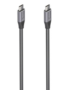 AISENS Cable USB 3.2 Gen2x2 Aluminio 20Gbps 8K@30Hz 5A 100W E-Mark, Tipo USB-C M-USB-C M, Gris, 3.0m