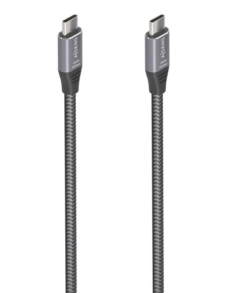 AISENS Cable USB 3.2 Gen2x2 Aluminio 20Gbps 8K@30Hz 5A 100W E-Mark, Tipo USB-C M-USB-C M, Gris, 3.0m