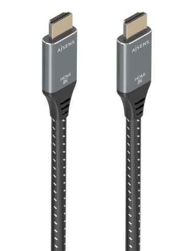 AISENS Cable HDMI V2.1 ultra alta velocidad   HEC 8K@60Hz 48Gbps, A M-A M, Gris Negro, 10m