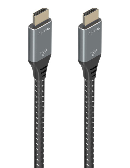 AISENS Cable HDMI V2.1 ultra alta velocidad   HEC 8K@60Hz 48Gbps, A M-A M, Gris Negro, 10m