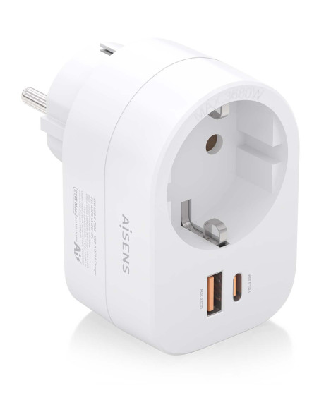 AISENS ASPS-1A1C06-W cargador de dispositivo móvil Universal Blanco Corriente alterna Carga rápida Interior
