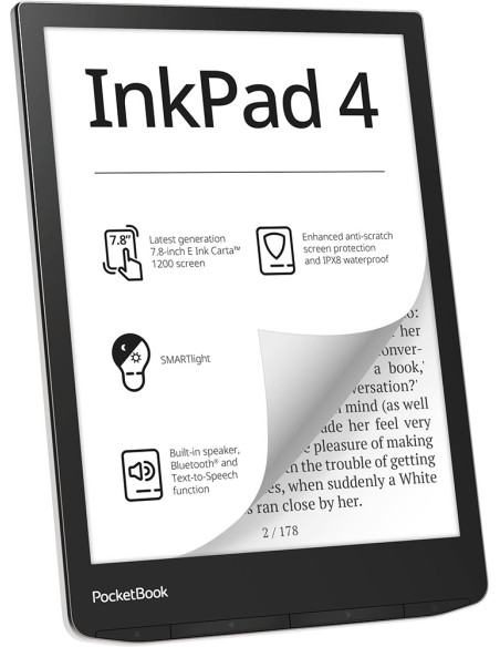 PocketBook InkPad 4 lectore de e-book Pantalla táctil 32 GB Wifi Negro, Plata