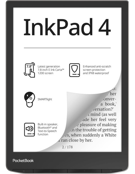 PocketBook InkPad 4 lectore de e-book Pantalla táctil 32 GB Wifi Negro, Plata