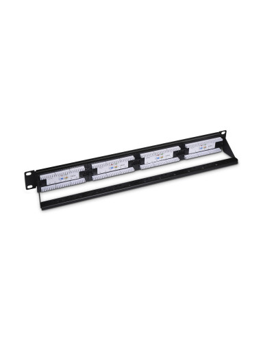 AISENS Panel De Parcheo De 24 Puertos RJ45 Cat.6 UTP, 19" 1U Dual IDC Con Gestion De Cables, Negro