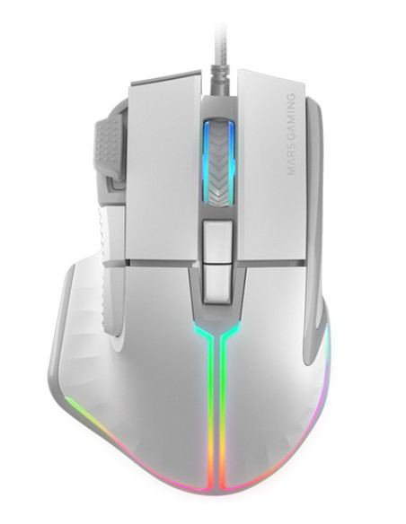 Mars Gaming MM-XT, Ratón Gaming RGB, Diseño Ergonómico con Reposa Pulgar, Sensor Óptico 12800DPI, 9 Botones Configurables,