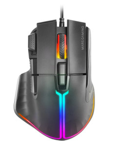 Mars Gaming MM-XT, Ratón Gaming RGB, Diseño Ergonómico con Reposa Pulgar, Sensor Óptico 12800DPI, 9 Botones Configurables,