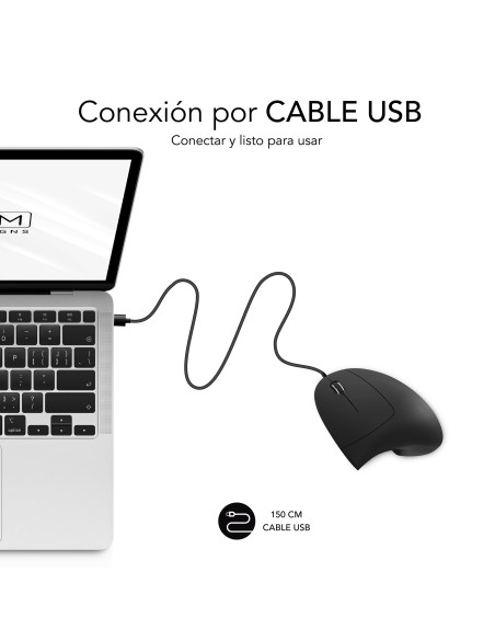 SUBBLIM Ratón GLIDE VERTICAL ERGO WIRED MOUSE BLACK