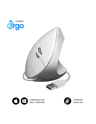 SUBBLIM Ratón GLIDE VERTICAL ERGO WIRED MOUSE WHITE