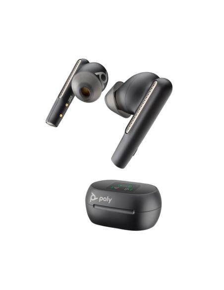 HP Poly Intrauriculares Poly Voyager Free 60+ UC M color Negro Carbono +Adaptador USB-C BT700 +Estuche de carga con pantalla tác