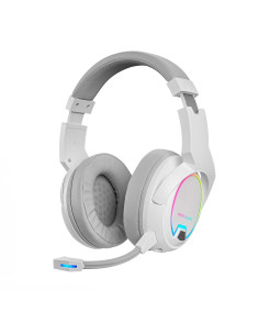 Mars Gaming MHW-100 Blanco, Auriculares Inalámbricos ARGB Flow, Micrófono ENC Extraíble,Cancelación de Ruido Activa ENC +
