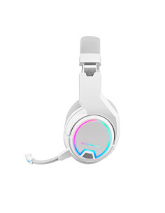 Mars Gaming MHW-100 Blanco, Auriculares Inalámbricos ARGB Flow, Micrófono ENC Extraíble,Cancelación de Ruido Activa ENC + 2