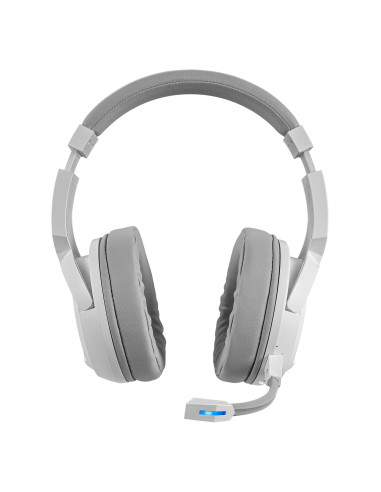 Mars Gaming MHW-100 Blanco, Auriculares Inalámbricos ARGB Flow, Micrófono ENC Extraíble,Cancelación de Ruido Activa ENC +