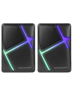 Mars Gaming MS-H, Altavoces Gaming RGB Flow, Drivers Invertidos y Sonido 3D-Surround 10W, Altavoces Compactos con Caja de