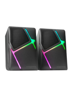 Mars Gaming MS-H, Altavoces Gaming RGB Flow, Drivers Invertidos y Sonido 3D-Surround 10W, Altavoces Compactos con Caja de 2