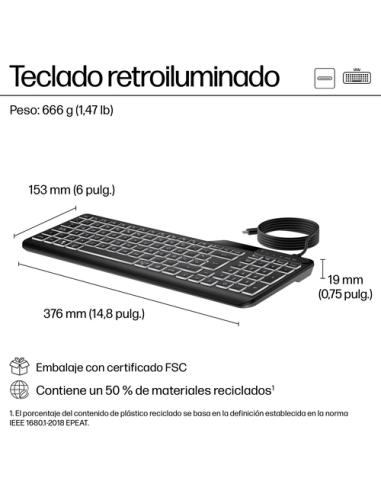 HP Teclado con cable 400 retroiluminado