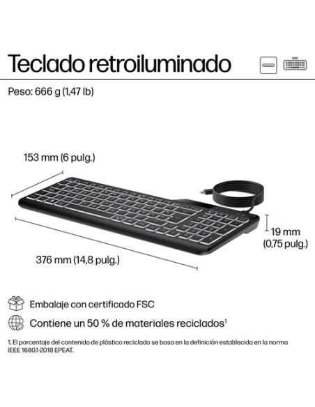 HP Teclado con cable 400 retroiluminado