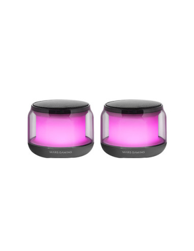 Mars Gaming MS-AURA, Altavoces Bluetooth 5.3, Chipset DSP Personalizado 15W, Iluminación RGB con Diseño ClearView 360º,