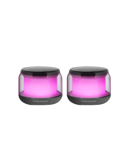 Mars Gaming MS-AURA, Altavoces Bluetooth 5.3, Chipset DSP Personalizado 15W, Iluminación RGB con Diseño ClearView 360º,