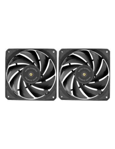 Mars Gaming MF-NCLX2, Kit 2x Ventiladores Ultrasilenciosos 120mm, Diseño Aspas Híbridas, Ventiladores 2en1 con Rodamiento FDB
