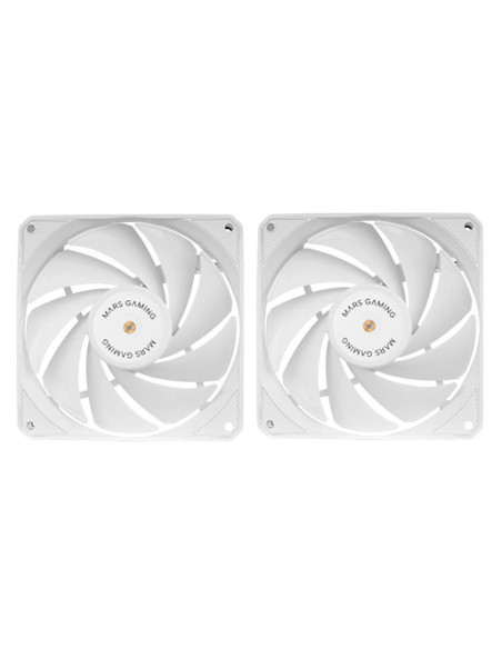 Mars Gaming MF-NCLX2, Kit 2x Ventiladores Ultrasilenciosos 120mm, Diseño Aspas Híbridas, Ventiladores 2en1 con Rodamiento FDB