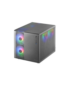 Mars Gaming MC-400 Negro, Caja Gaming Compacta Micro-ATX, Ventana Lateral Completa Cristal Templado, 3x Ventiladores FRGB 2