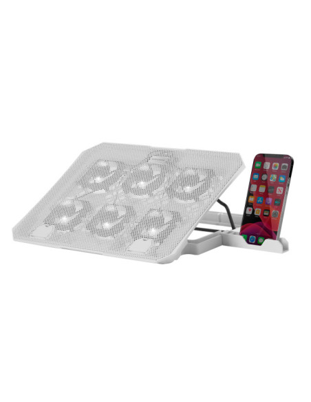 Mars Gaming MNBC23, Base Refrigeradora y Stand 16”, 6 Ventiladores Controlables con LED Azul, Stand 6 Posiciones, Soporte