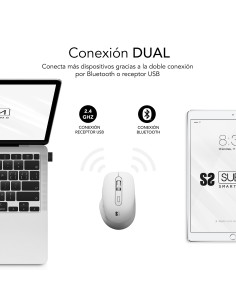 SUBBLIM Ratón CURVE ERGO DUAL MOUSE BATTERY WHITE 2