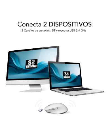SUBBLIM Ratón CURVE ERGO DUAL MOUSE BATTERY WHITE