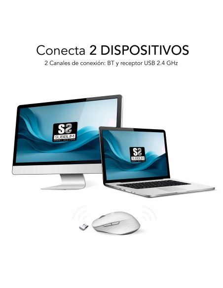SUBBLIM Ratón CURVE ERGO DUAL MOUSE BATTERY WHITE